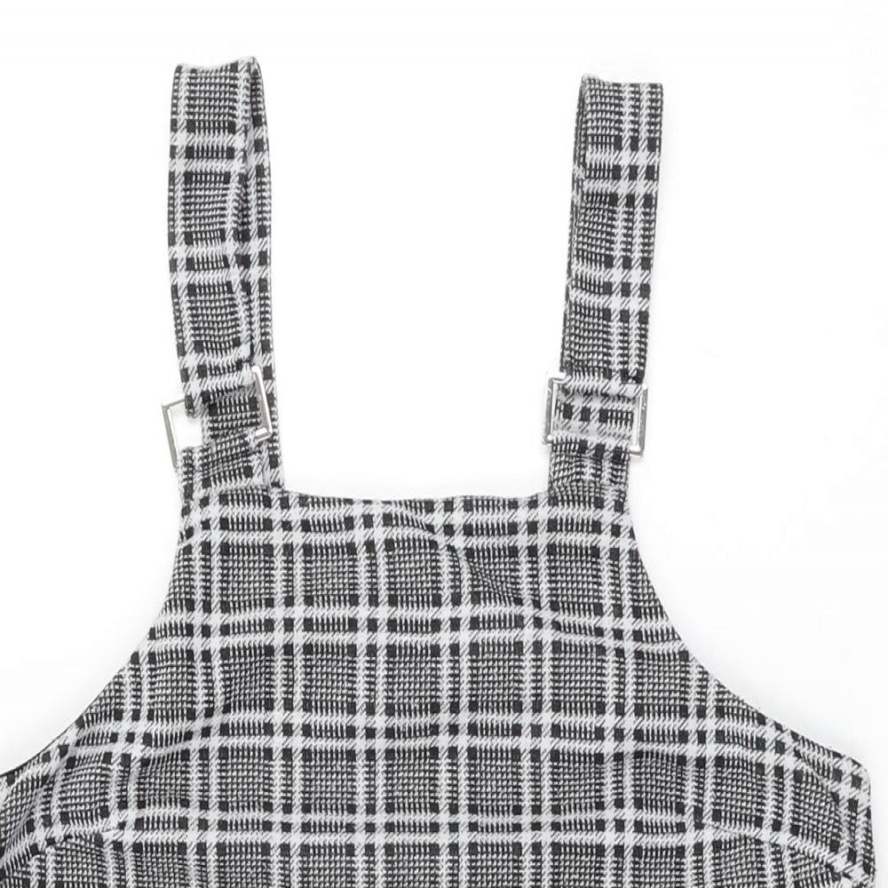 New Look Womens Grey Plaid Polyester Mini Size 10 Square Neck Pullover