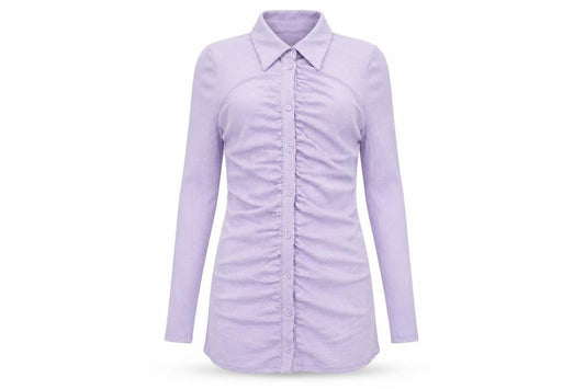 Monki Womens Purple Polyester Bodycon Size S Collared Button
