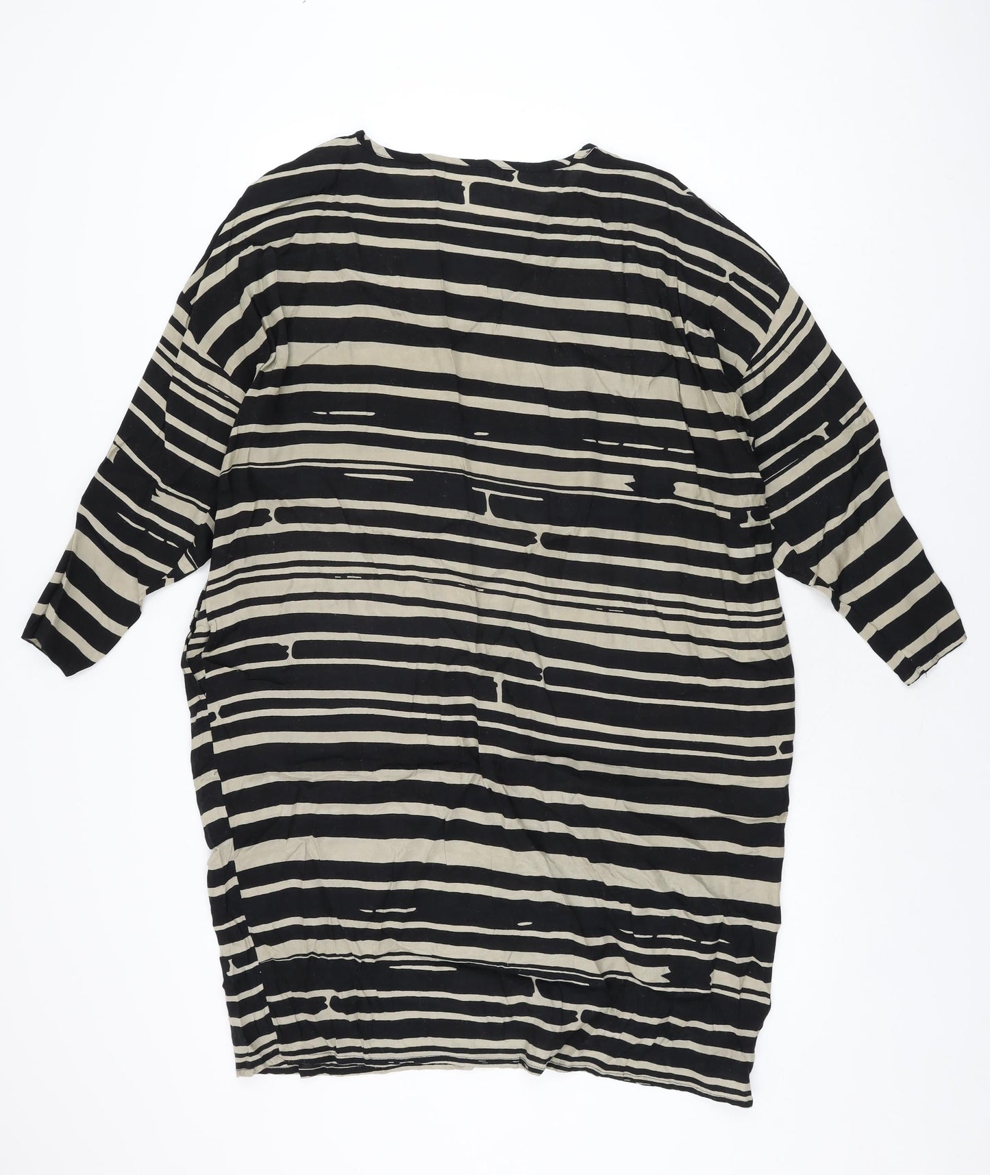 Masai Womens Black Striped Viscose Shift Size S Round Neck Pullover