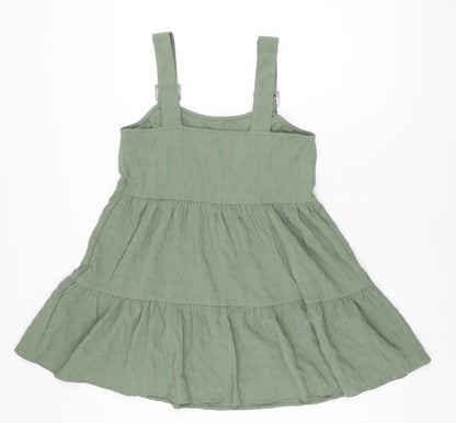 Back view of ASOS women’s green polyester mini, size UK 8, square neck buckle