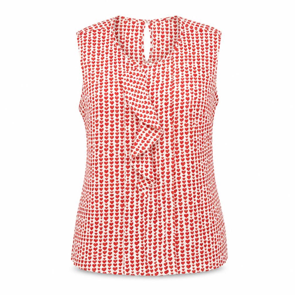 Oasis Womens White Geometric Polyester Basic Blouse Size 14 Round Neck - Heart Print