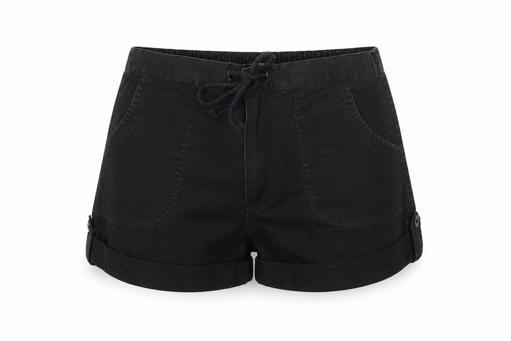 Best Mountain Womens Black Cotton Hot Pants Shorts Size 10 Regular Zip