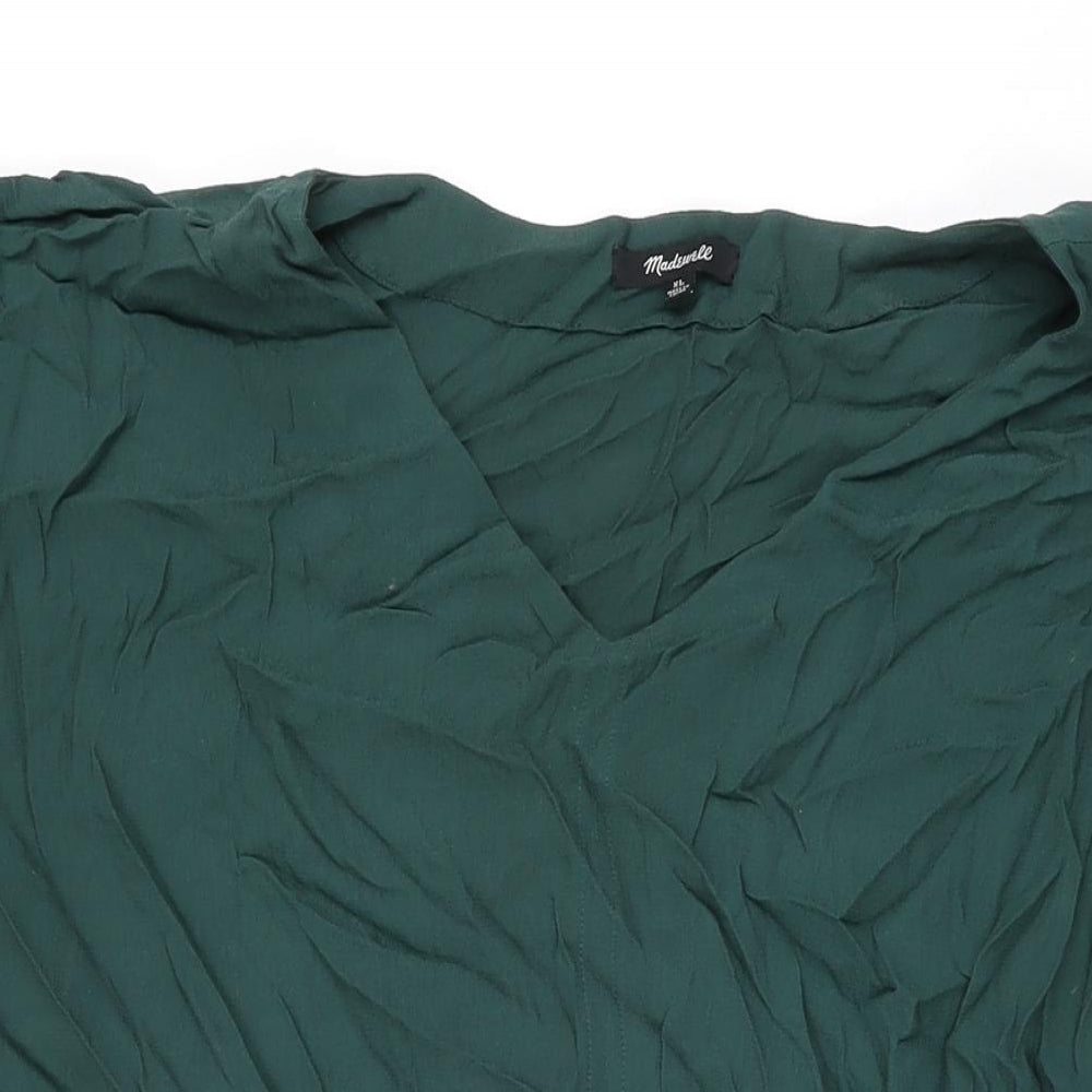 Madewell Womens Green Viscose Basic T-Shirt Size XL V-Neck