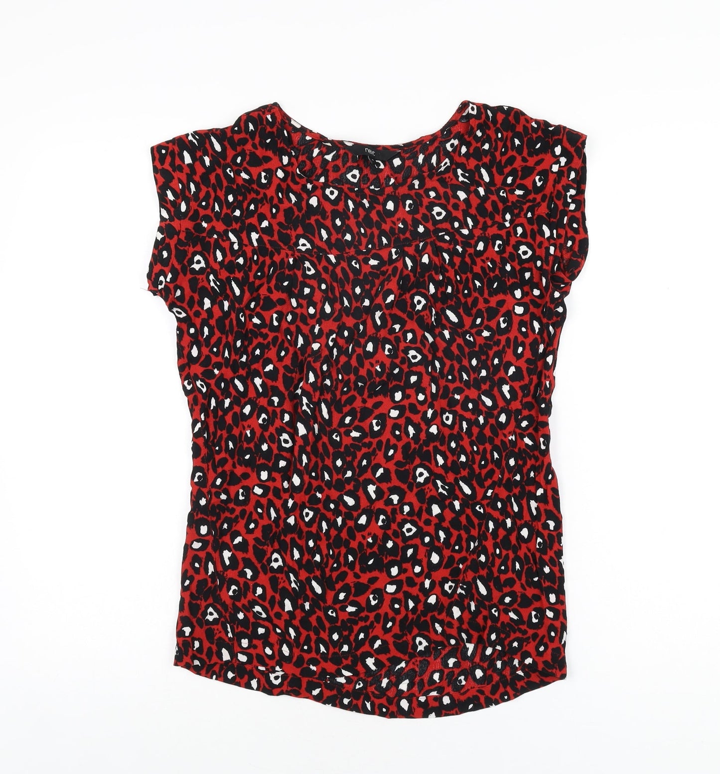 NEXT Womens Red Animal Print Viscose Basic T-Shirt Size 6 Round Neck