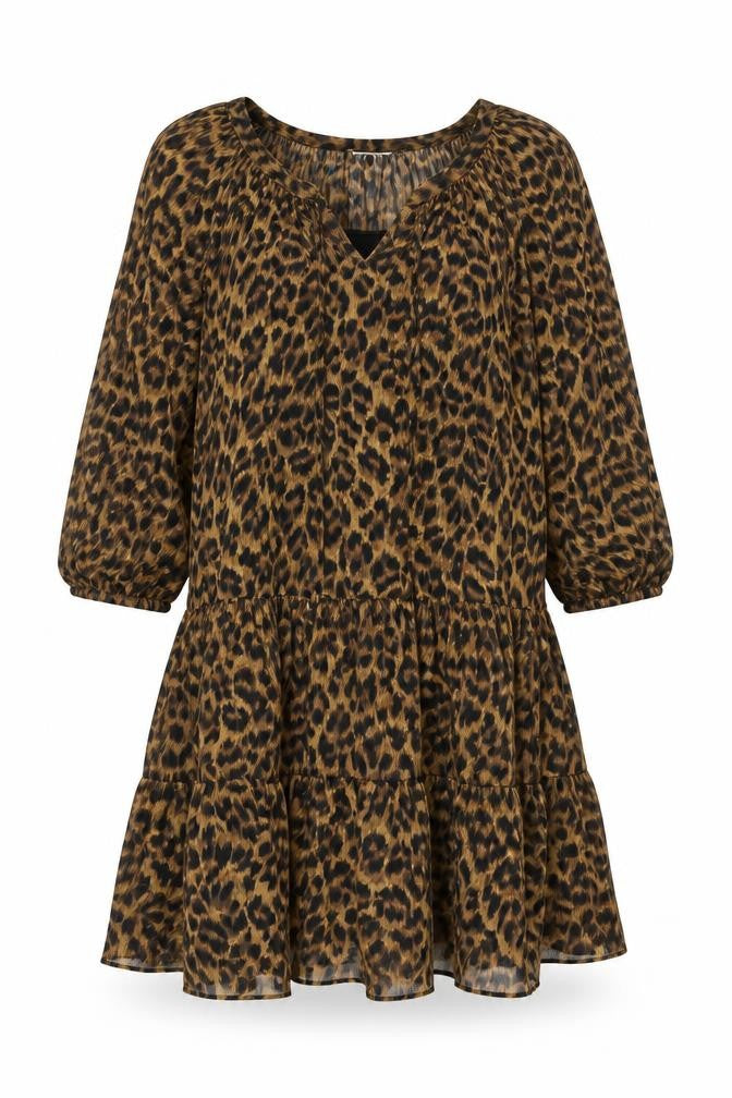 Sonder Studio Womens Brown Animal Print Polyester Shift Size 12 Round Neck Pullover - Leopard Print