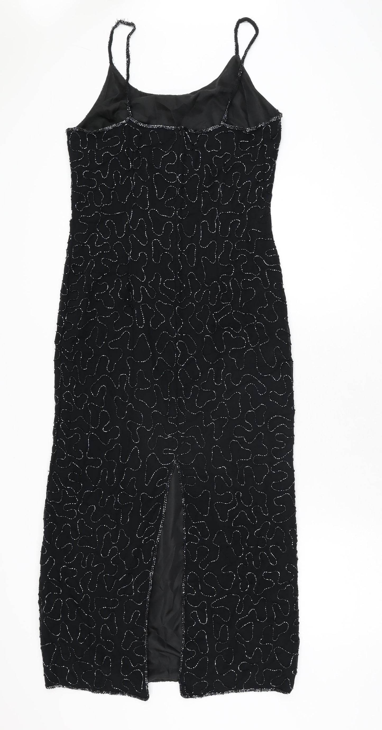 Canda Womens Black Geometric Polyester Bodycon Size 12 Scoop Neck Zip