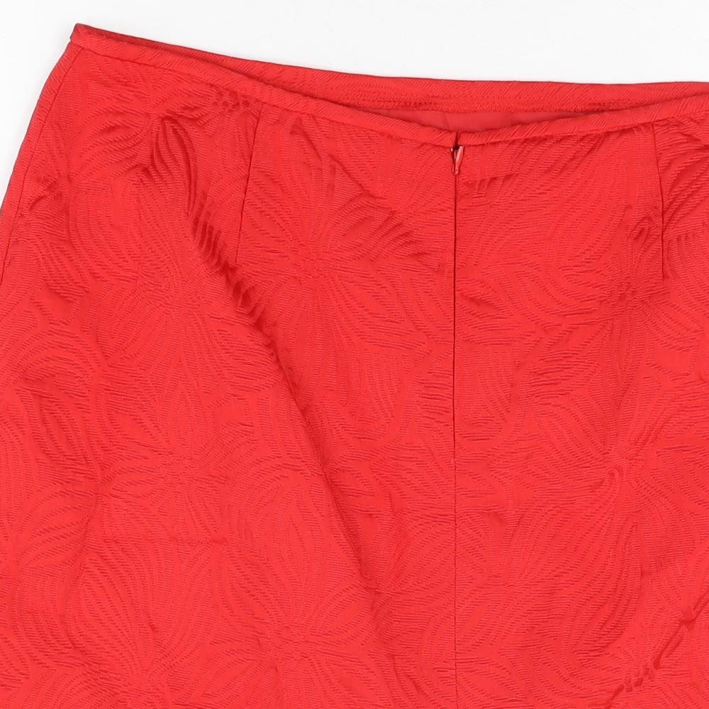 Isabella Womens Red Geometric Cotton Straight & Pencil Skirt Size 14 Zip