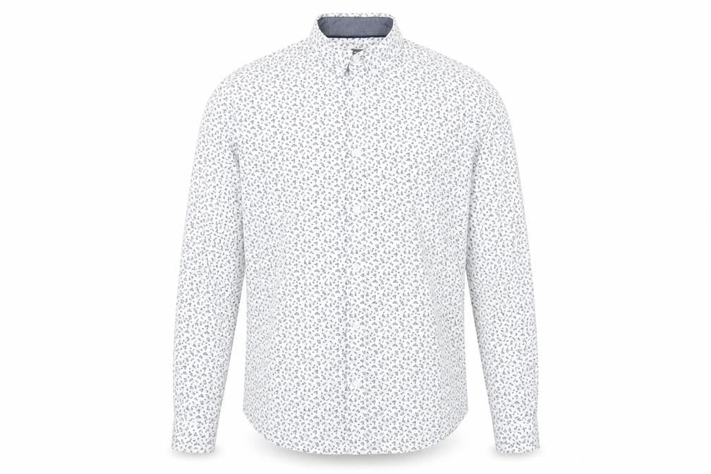 Max Mens White Geometric Cotton Button-Up Size M Collared Button