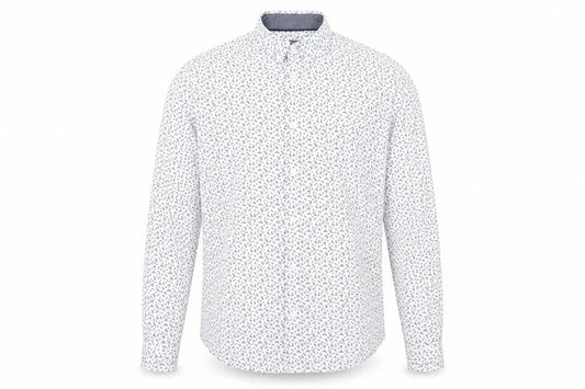 Max Mens White Geometric Cotton Button-Up Size M Collared Button