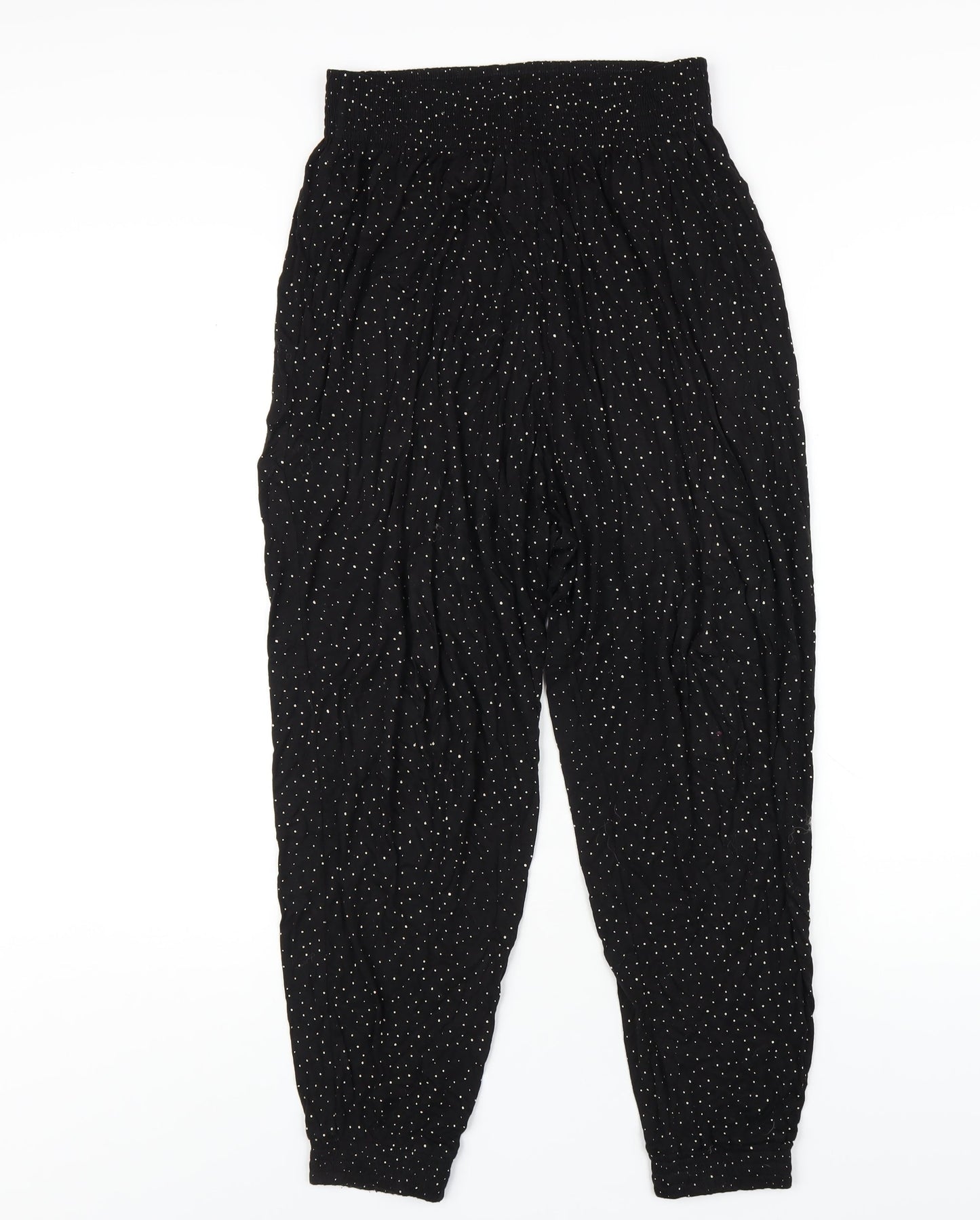 H&M Womens Black Polka Dot Viscose Bloomer Trousers Size S L27 in Regular