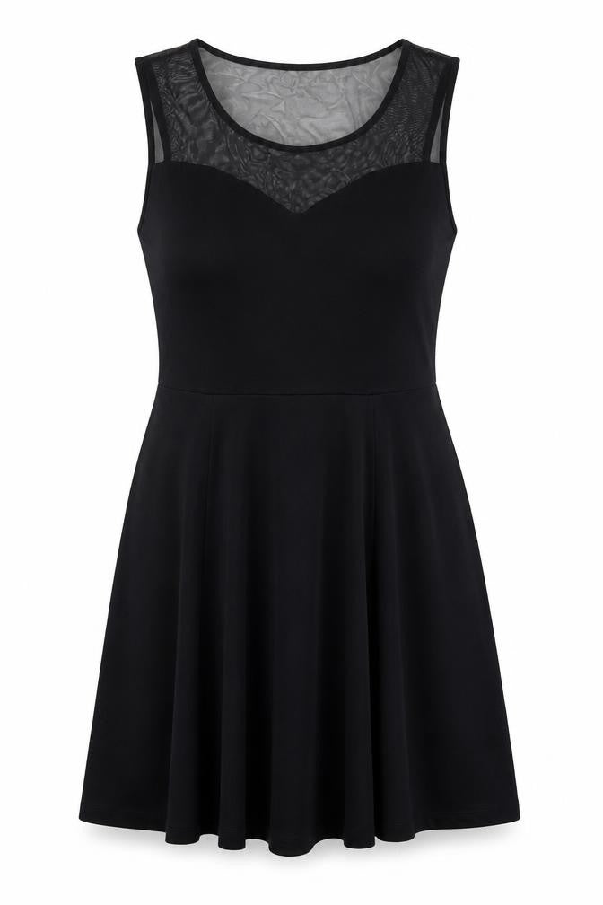 H&M Womens Black Polyester Skater Dress Size M Round Neck Pullover