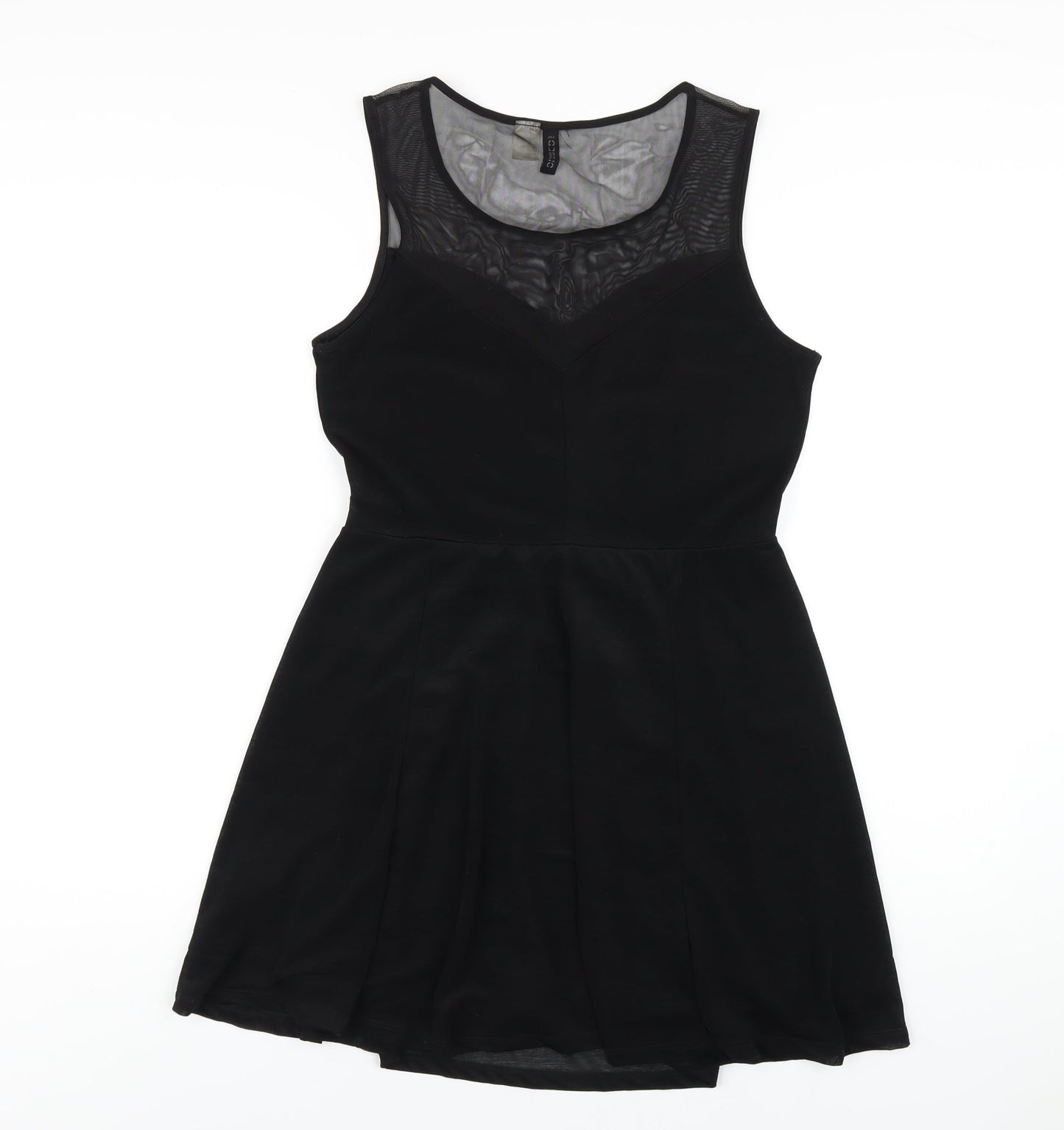 H&M Womens Black Polyester Skater Dress Size M Round Neck Pullover