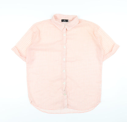 Heartbreak Womens Pink Check Polyester Basic Button-Up Size 10 Collared