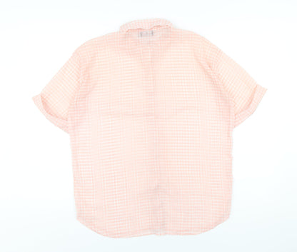 Heartbreak Womens Pink Check Polyester Basic Button-Up Size 10 Collared