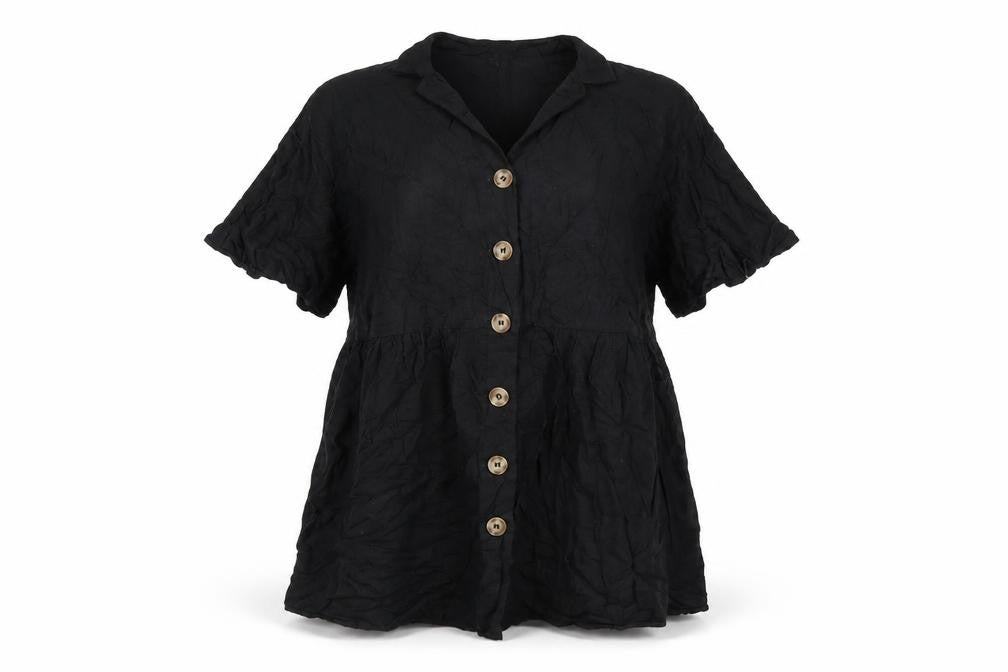 ASOS Womens Black Viscose Trapeze & Swing Size 4 V-Neck Button