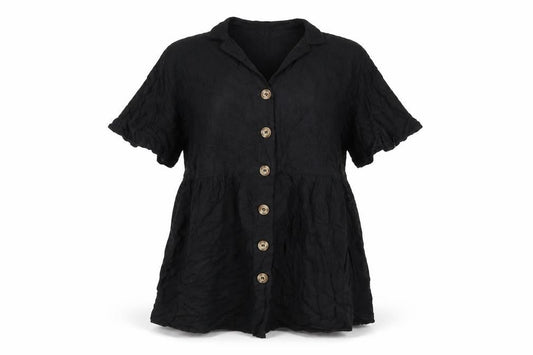 ASOS Womens Black Viscose Trapeze & Swing Size 4 V-Neck Button