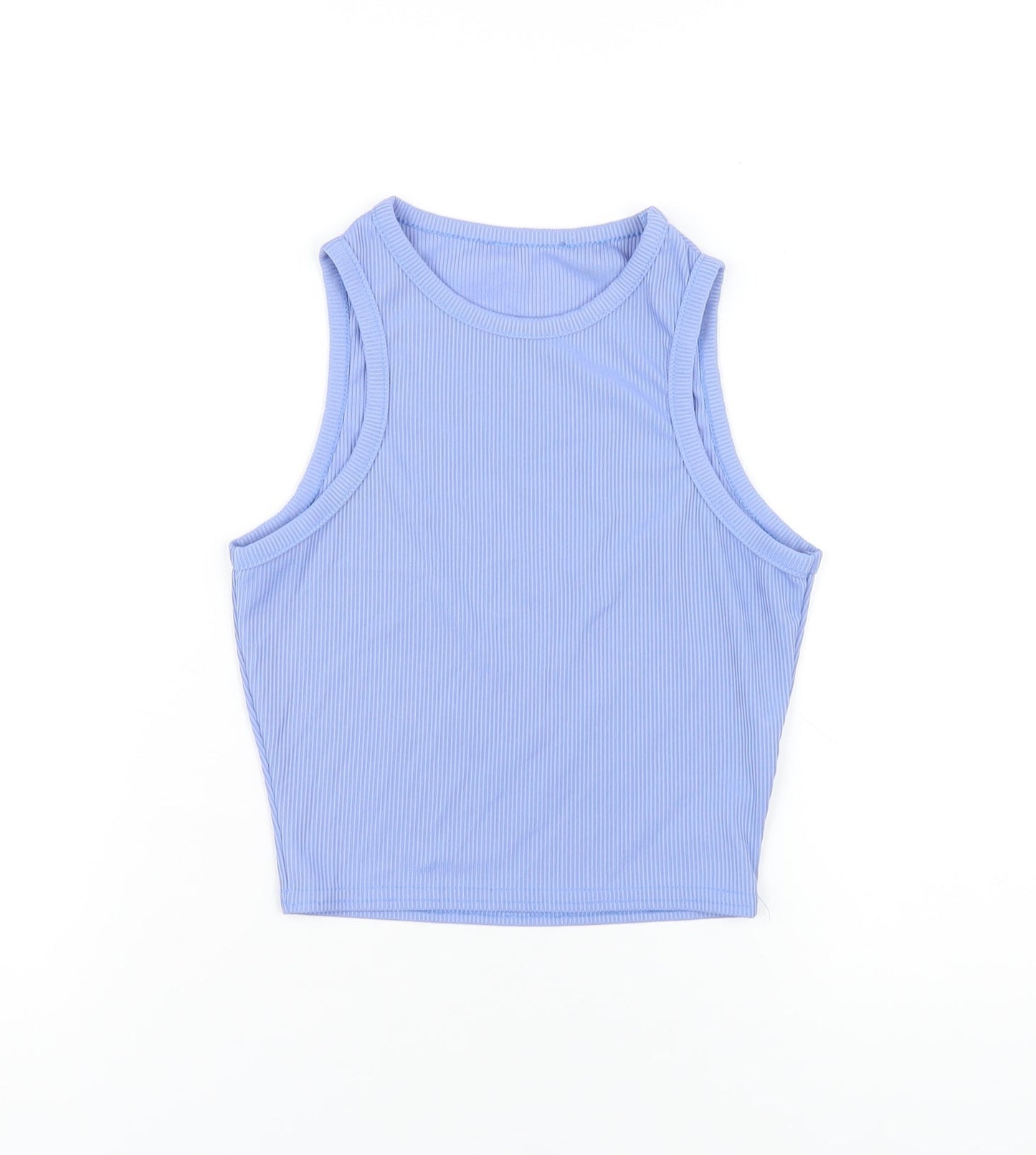 prettylitt Womens Blue Polyester Cropped Tank Size 6 Round Neck