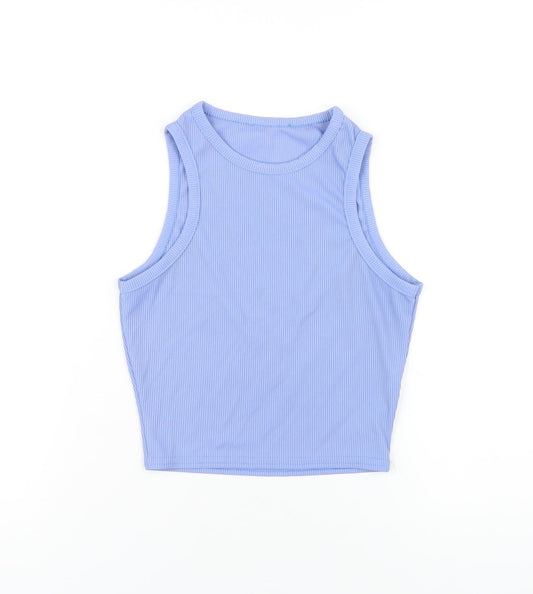 prettylitt Womens Blue Polyester Cropped Tank Size 6 Round Neck