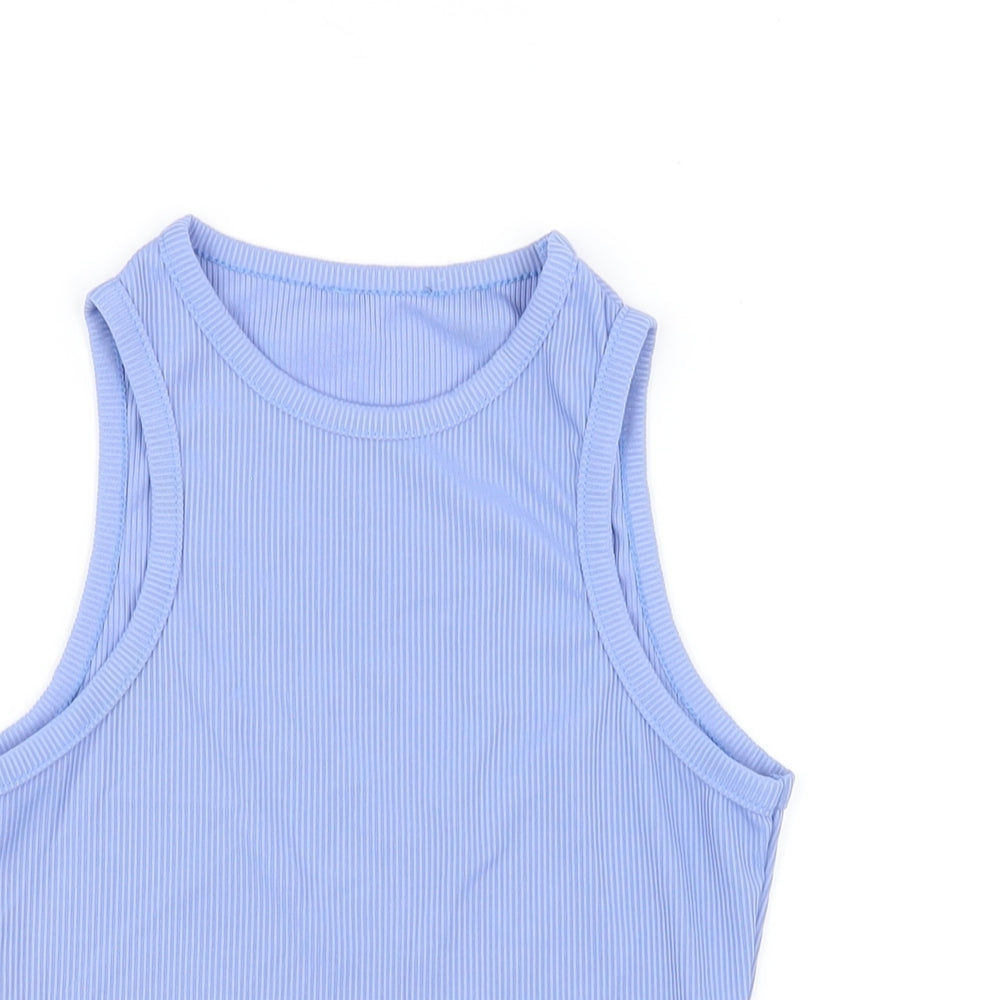 prettylitt Womens Blue Polyester Cropped Tank Size 6 Round Neck