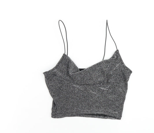 H&M Womens Black Polyamide Basic T-Shirt Size XS Cowl Neck