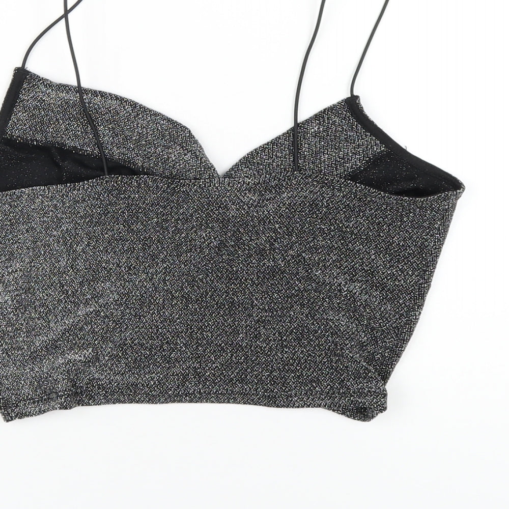 H&M Womens Black Polyamide Basic T-Shirt Size XS Cowl Neck