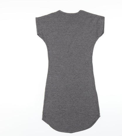 Boohoo Womens Grey Viscose Bodycon Size 6 Round Neck Pullover