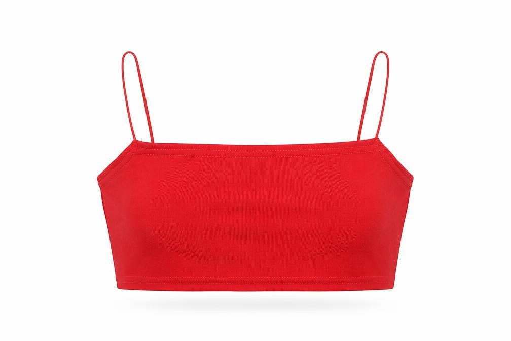 Boohoo Womens Red Polyester Cropped T-Shirt Size 12 Square Neck