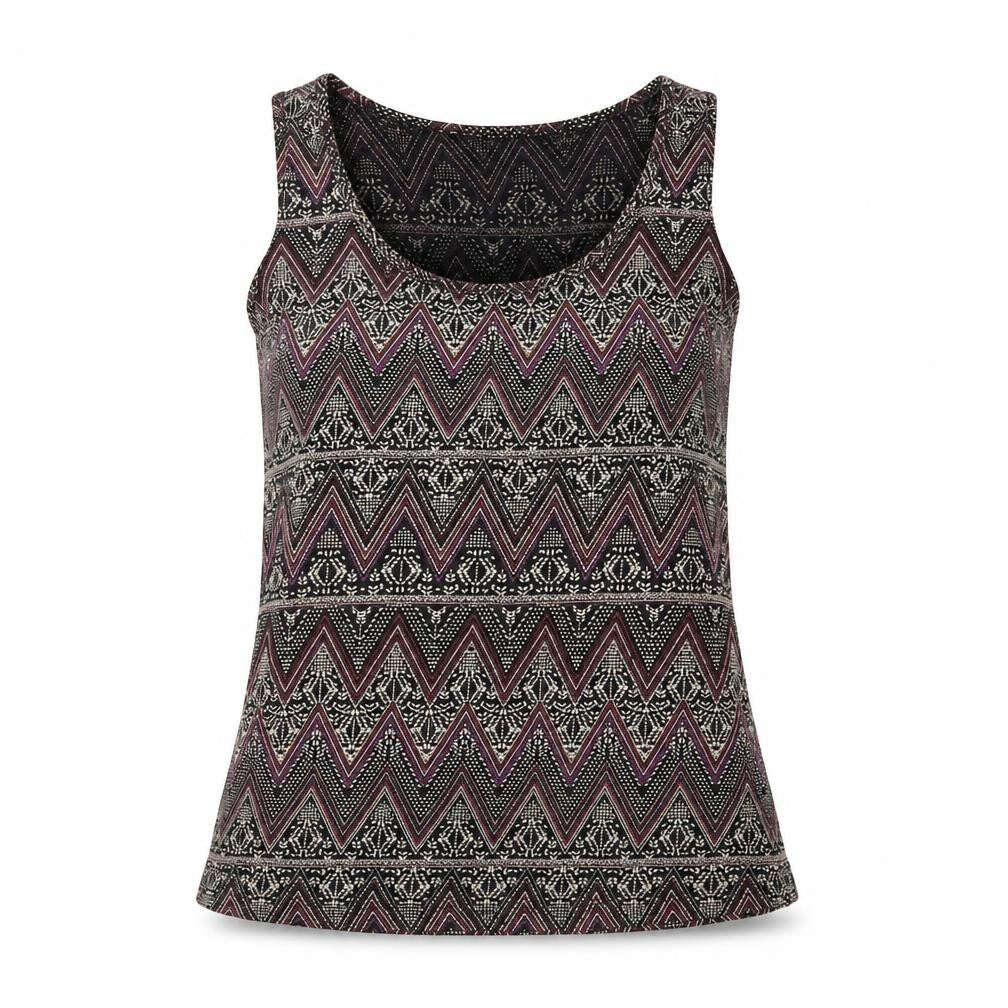New Look Womens Multicoloured Geometric Cotton Basic Tank Size 6 Scoop Neck
