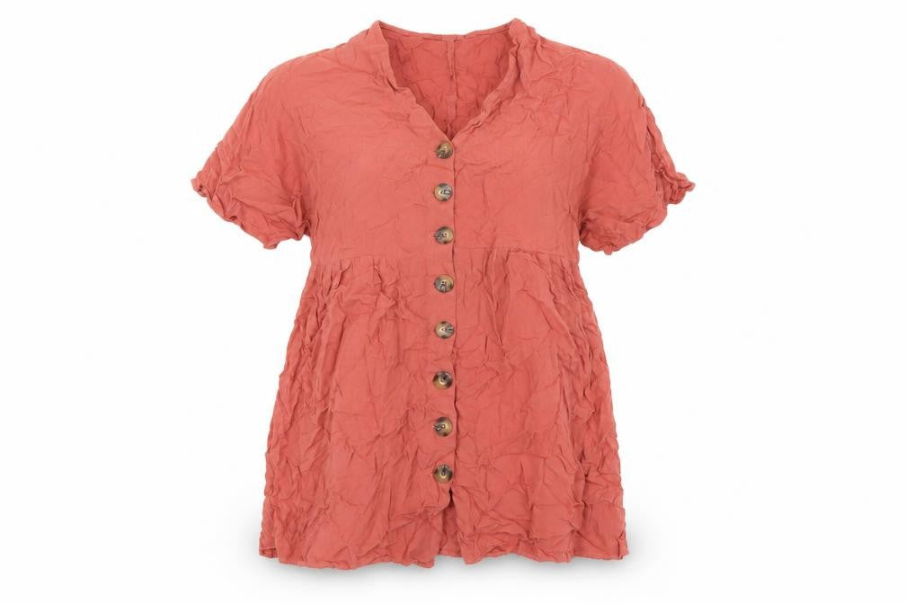 ASOS Womens Orange Viscose Trapeze & Swing Size 4 V-Neck Button
