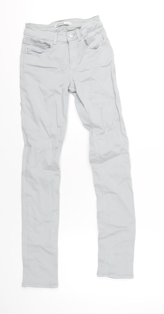Zara Womens Grey Cotton Skinny Jeans Size 6 L31 in Regular Zip