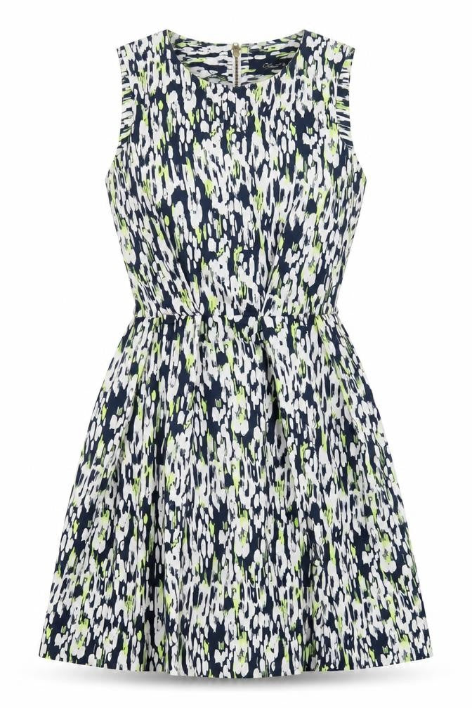 Closet Blu Womens Multicoloured Geometric Polyester A-Line Size 8 Round Neck Zip