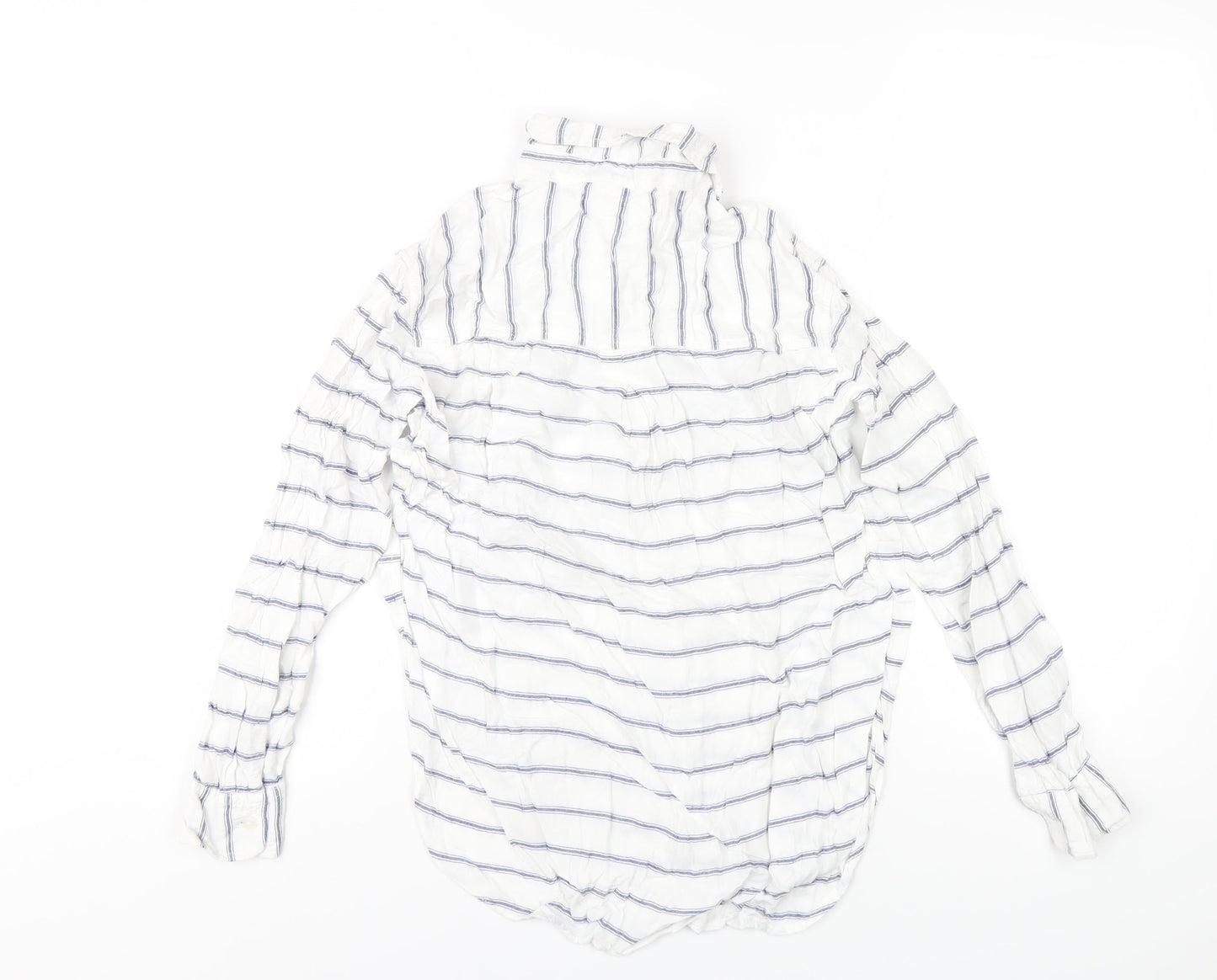 American Eagle Outfitters Womens White Striped Viscose Basic Button-Up Size XS Collared