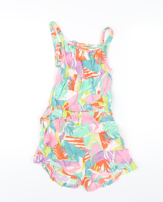 NEXT Girls Multicoloured Geometric Vinyl Playsuit One-Piece Size 12 Years Pullover