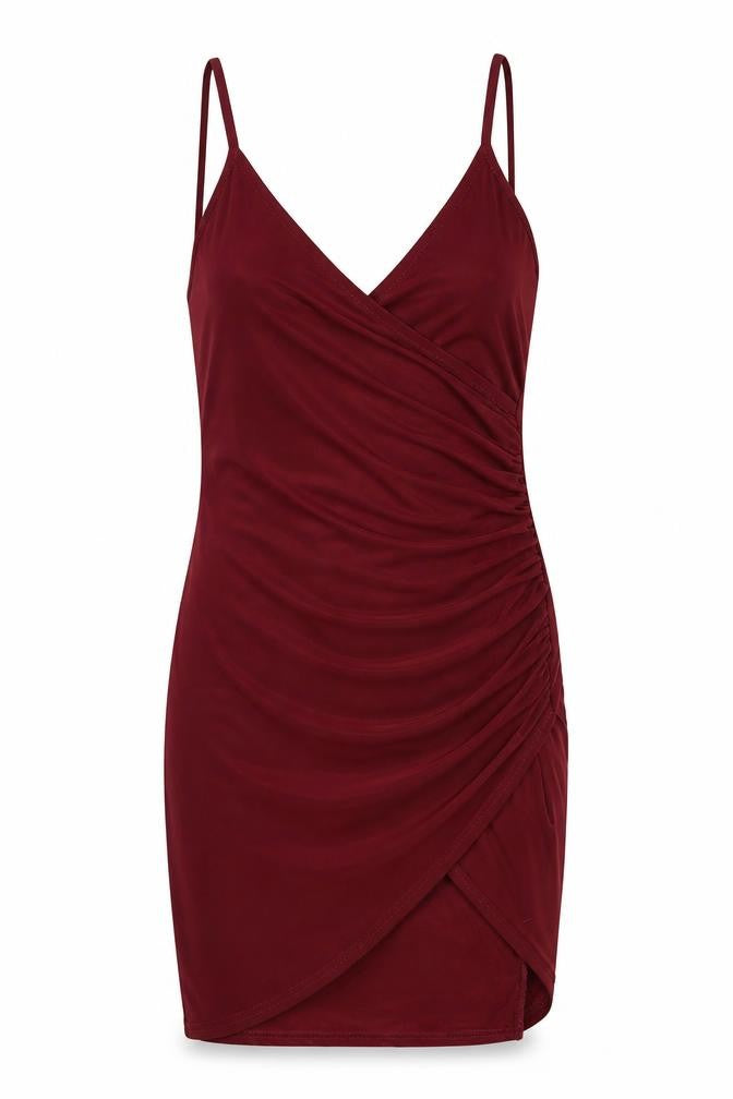 PRETTYLITTLETHING Womens Red Polyester Bodycon Size 10 V-Neck Pullover