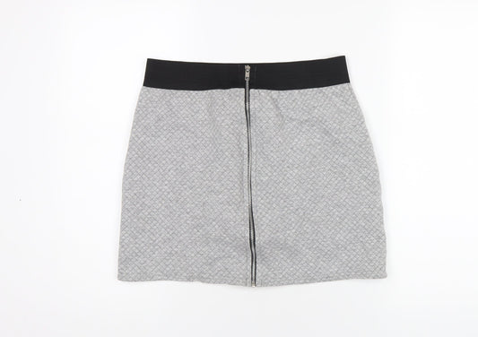 Ribbon Womens Grey Polyester A-Line Skirt Size 14 Zip