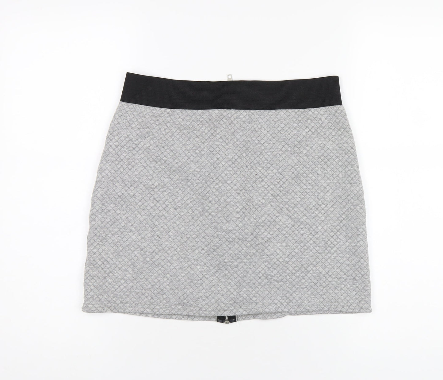 Ribbon Womens Grey Polyester A-Line Skirt Size 14 Zip