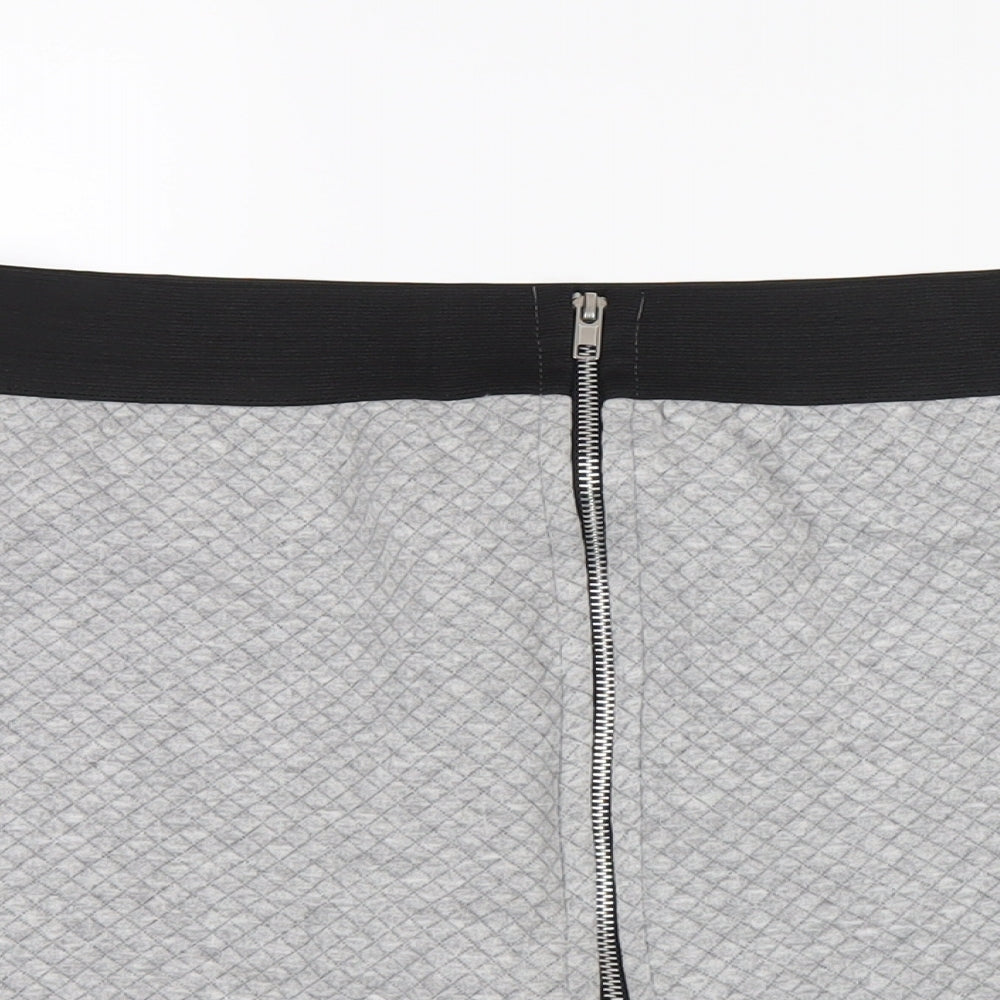Ribbon Womens Grey Polyester A-Line Skirt Size 14 Zip