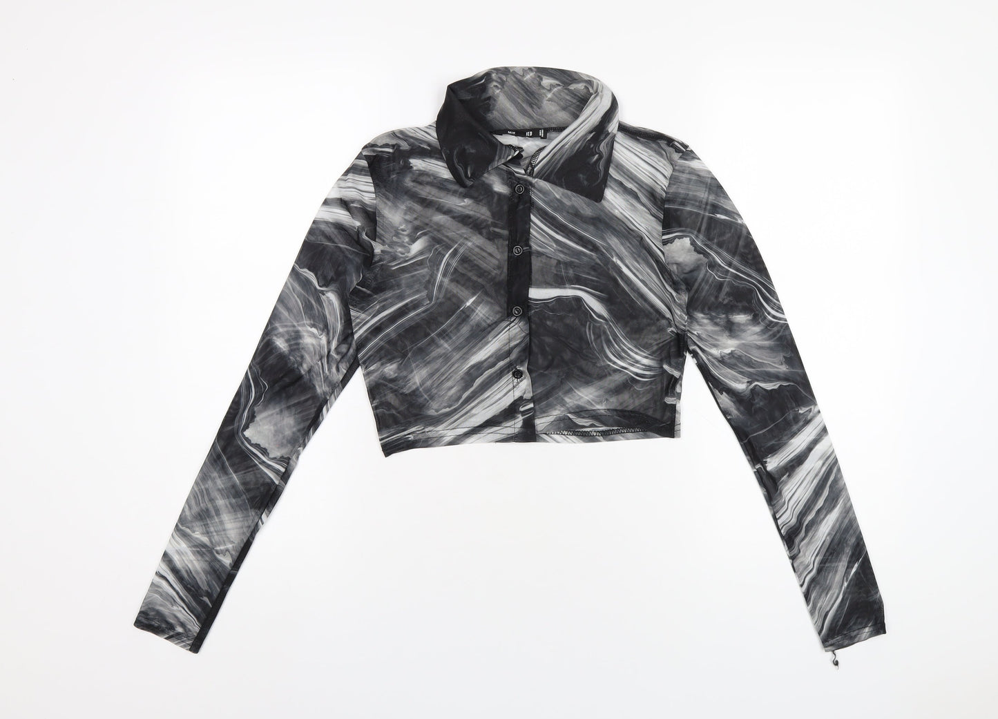 Missguided Womens Grey Polyester Basic Button-Up Size 8 Collared