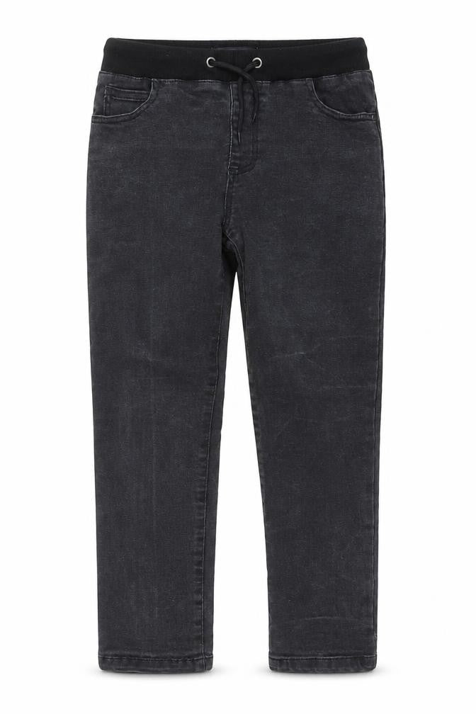 Next Boys Grey Cotton Straight Jeans Size 9 Months Regular Drawstring