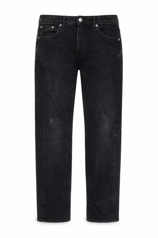 Easy Mens Black Cotton Straight Jeans Size 32 in L30 in Regular Button