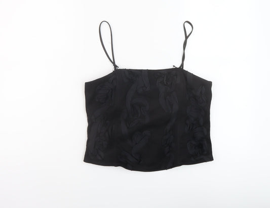Per Una Womens Black Polyester Basic T-Shirt Size 14 Square Neck