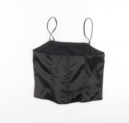 Per Una Womens Black Polyester Basic T-Shirt Size 14 Square Neck