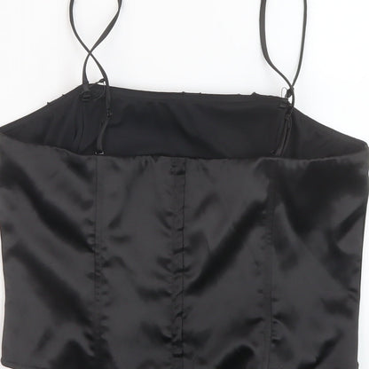 Per Una Womens Black Polyester Basic T-Shirt Size 14 Square Neck