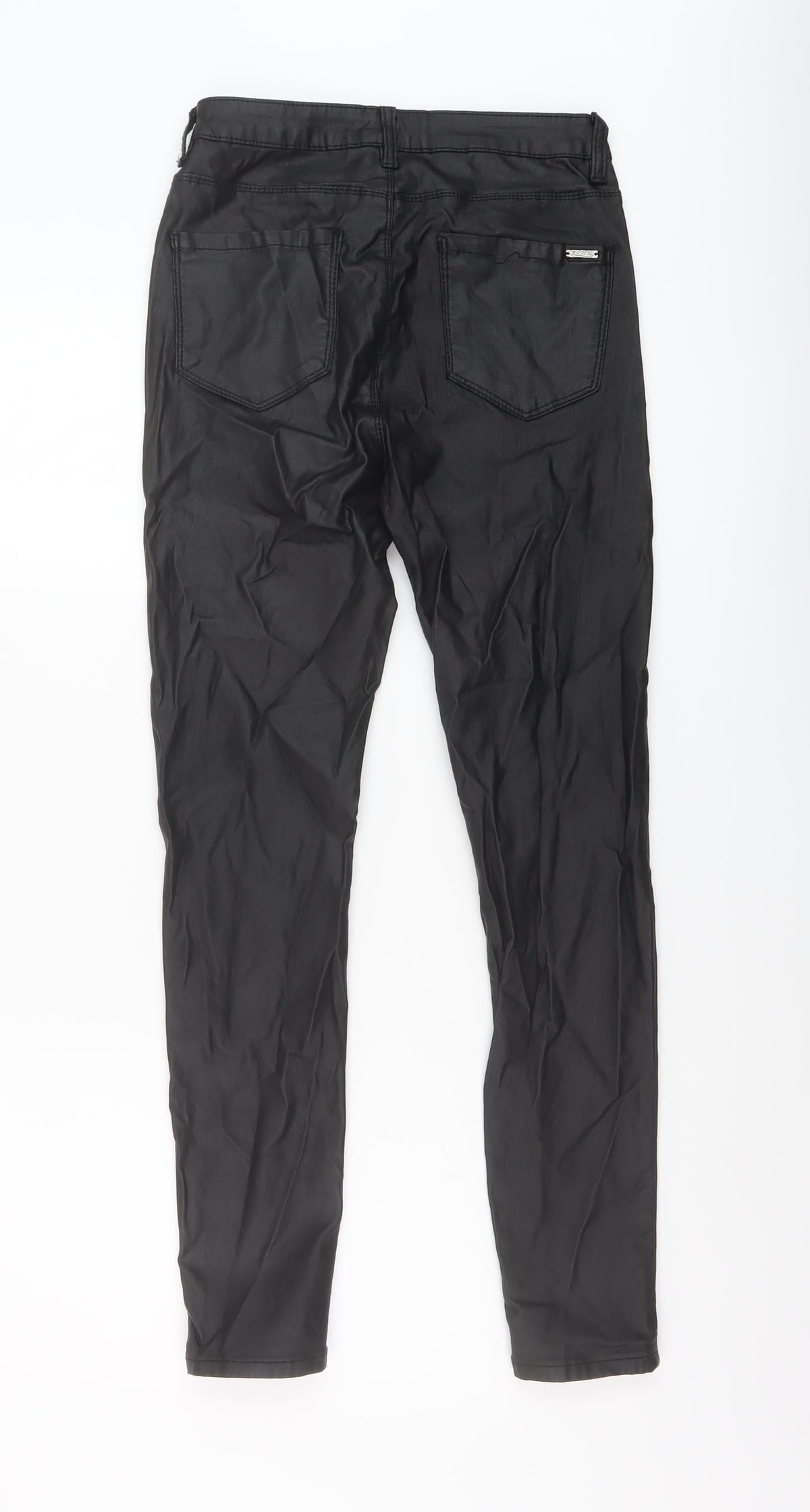 Back view of Toxik3 women’s black cotton trousers, size UK 10, 28-inch leg regular button