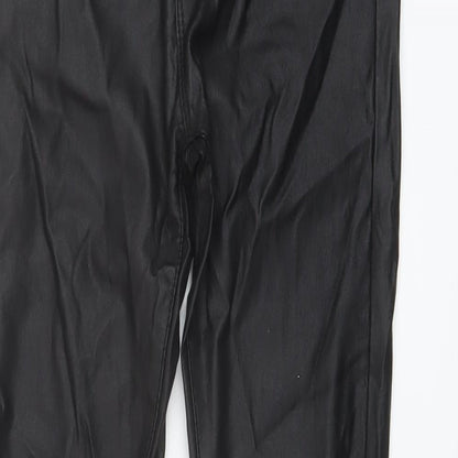 Close-up detail of Toxik3 women’s black cotton trousers, size UK 10, 28-inch leg regular button