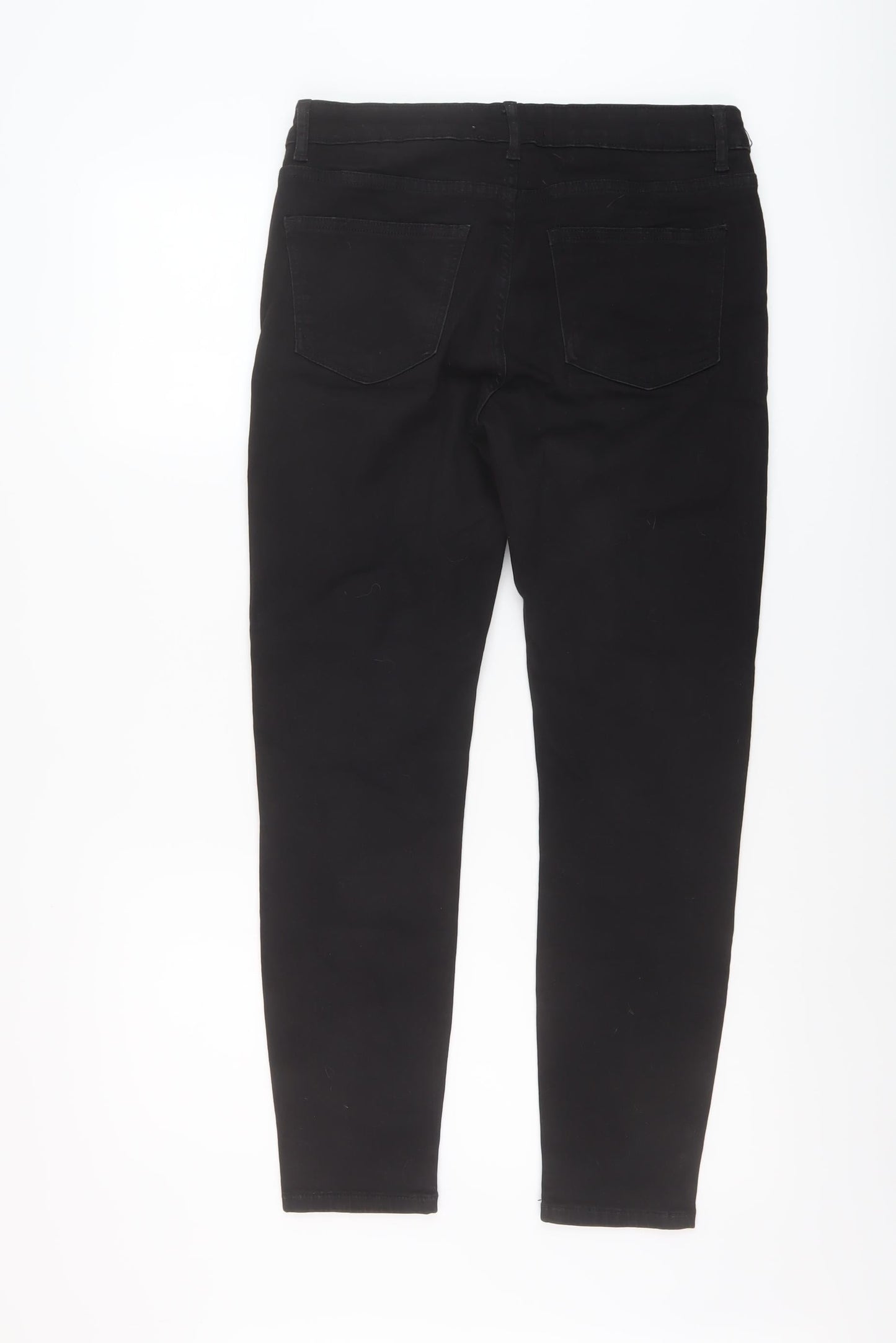 Zara Womens Black Cotton Skinny Jeans Size 10 L28.5 in Regular Button