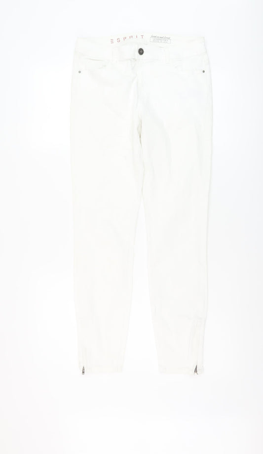 Esprti Womens White Cotton Skinny Jeans Size 10 L28 in Regular Button