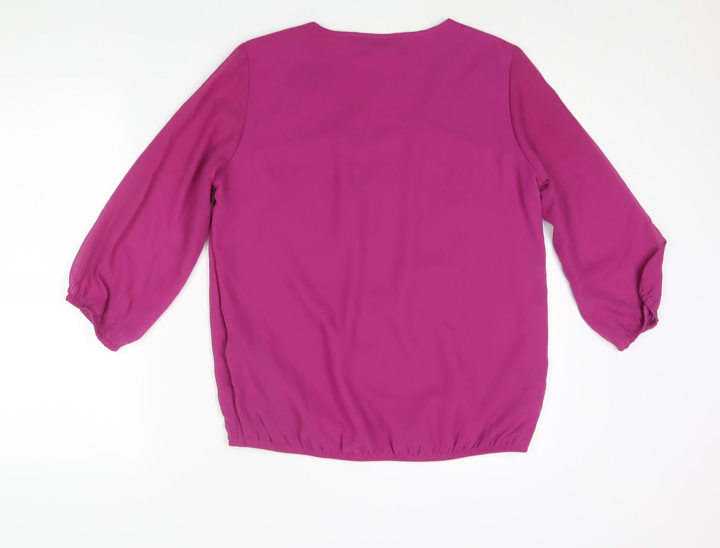 bonprix Womens Purple Polyester Basic Blouse Size 12 Scoop Neck