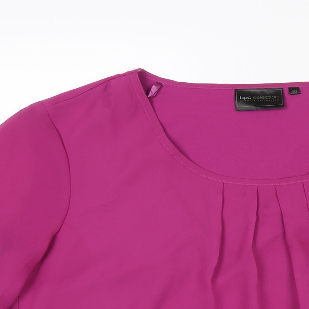 bonprix Womens Purple Polyester Basic Blouse Size 12 Scoop Neck