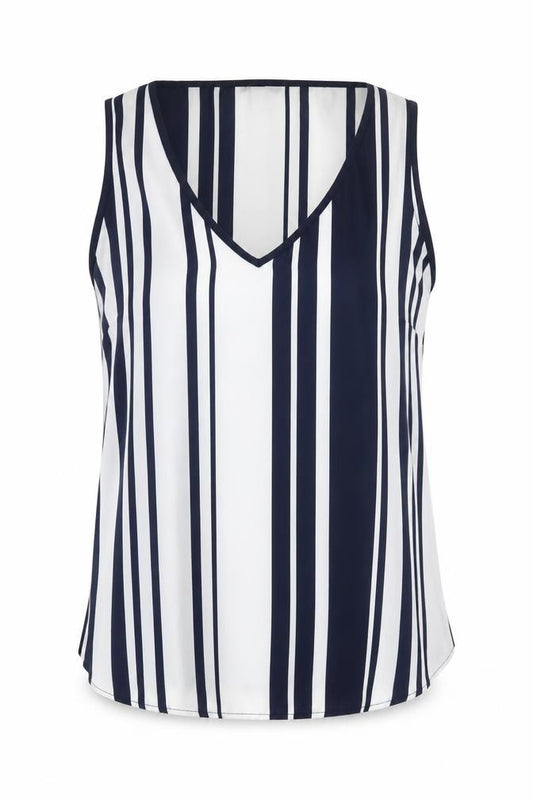 Marks and Spencer Womens Blue Striped Polyester Camisole Blouse Size 12 V-Neck
